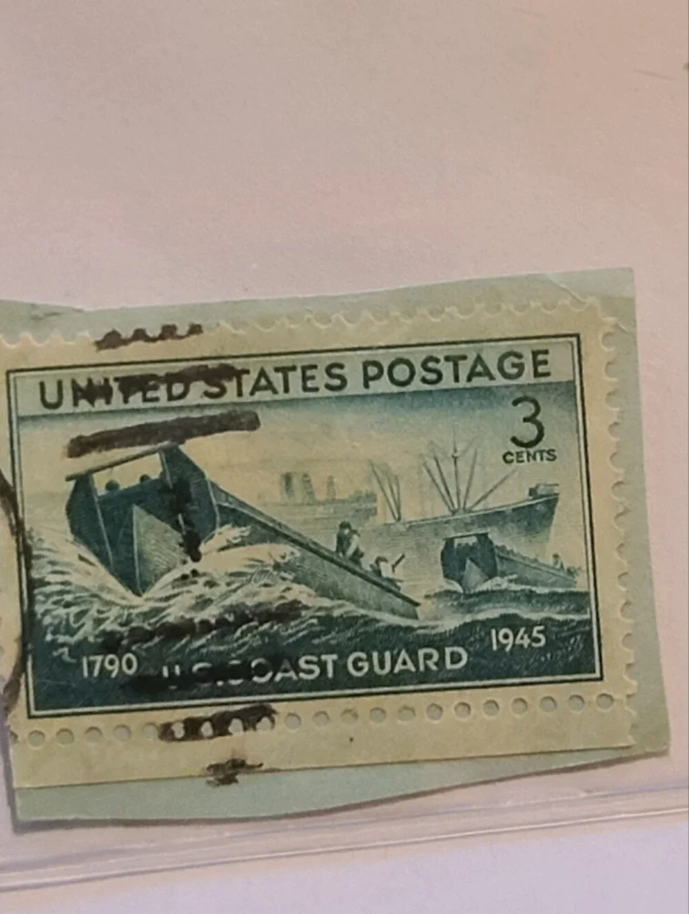 Unique Vintage Blue and White Postage Stamp